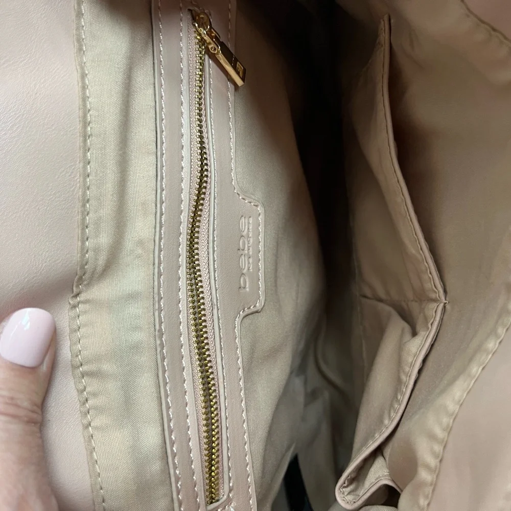 Bebe Blush Pink Backpack. Vegan leather. Lots of pockets.